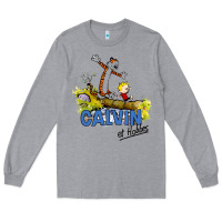 Heather Grey calvin hobbes Long Sleeve Tee - artisFamous