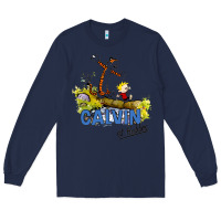 Navy calvin hobbes Long Sleeve Tee - artisFamous