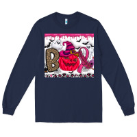 Navy Boo october Long Sleeve Tee - CowhideDigitalArt