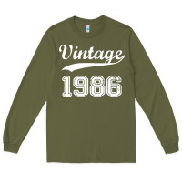 Army Green vintage 1986 Long Sleeve Tee - artisFamous