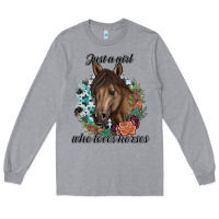 Heather Grey Just A Girl Who Loves Horses Long Sleeve Tee - artisFamous