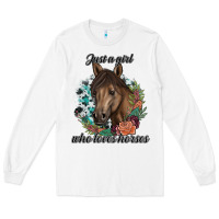White Just A Girl Who Loves Horses Long Sleeve Tee - artisFamous