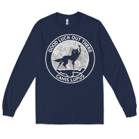 Navy fantastic mr fox wolf canis mountain Long Sleeve Tee - artisFamous