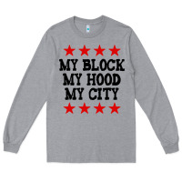 Heather Grey my block my hood my city Long Sleeve Tee - artisFamous