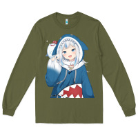 Army Green Smile Beautiful Gawr Gura Long Sleeve Tee - artisFamous