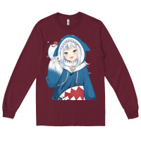 Burgundy Smile Beautiful Gawr Gura Long Sleeve Tee - artisFamous