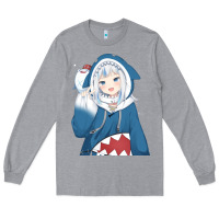 Heather Grey Smile Beautiful Gawr Gura Long Sleeve Tee - artisFamous