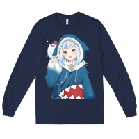 Navy Smile Beautiful Gawr Gura Long Sleeve Tee - artisFamous