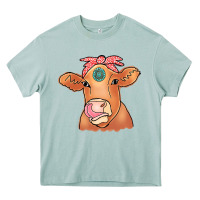 Arona Cow  Turquoise Heavy Core Tee - CowCowDesign