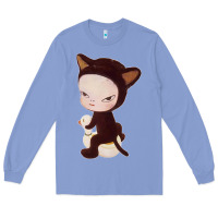 Colony Blue Yoshitomo Nara Cute Cat Long Sleeve Tee - artisFamous