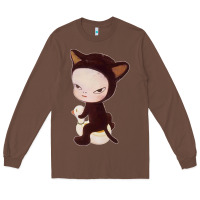 Chestnut Yoshitomo Nara Cute Cat Long Sleeve Tee - artisFamous