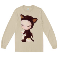 Mushroom Yoshitomo Nara Cute Cat Long Sleeve Tee - artisFamous
