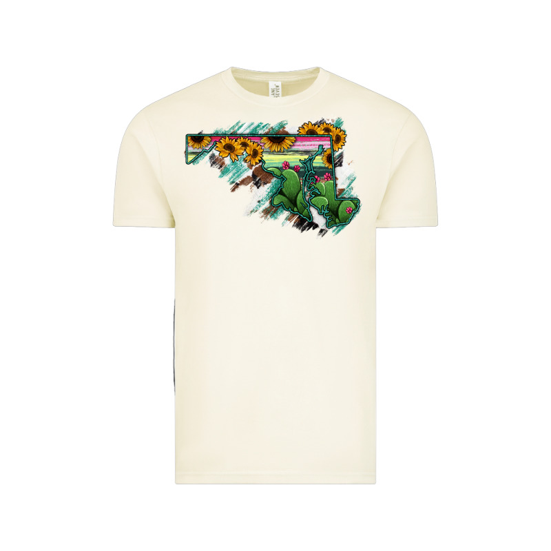 Maryland Map Sunflower Cactus Serape Vintage Tee by RanaPortraitStore | Teevron