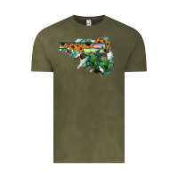 Vintage Olive Maryland Map Sunflower Cactus Serape Vintage Tee - RanaPortraitStore
