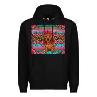 Black dachshund puppy floral Premium Hoodie - Artiststas