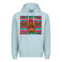 Blue Mist dachshund puppy floral Premium Hoodie - Artiststas