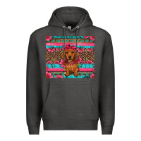 Charcoal Heather dachshund puppy floral Premium Hoodie - Artiststas