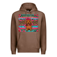 Chestnut dachshund puppy floral Premium Hoodie - Artiststas