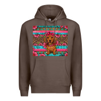 Coffee dachshund puppy floral Premium Hoodie - Artiststas