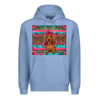 Colony Blue dachshund puppy floral Premium Hoodie - Artiststas