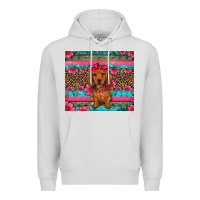 Dove Grey dachshund puppy floral Premium Hoodie - Artiststas