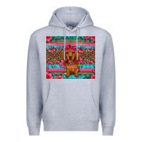 Heather Grey dachshund puppy floral Premium Hoodie - Artiststas