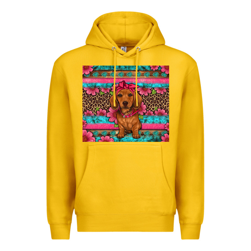 Dachshund Puppy Floral Premium Hoodie by Artiststas | Teevron