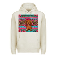 Oatmeal Heather dachshund puppy floral Premium Hoodie - Artiststas