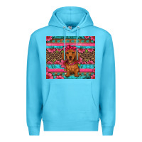 Ocean Blue dachshund puppy floral Premium Hoodie - Artiststas
