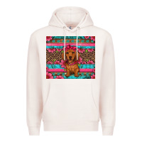 Pale Pink dachshund puppy floral Premium Hoodie - Artiststas
