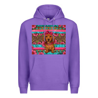 Purple dachshund puppy floral Premium Hoodie - Artiststas