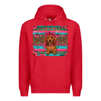 Red dachshund puppy floral Premium Hoodie - Artiststas