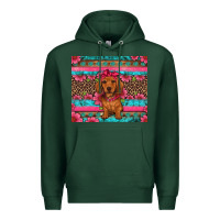 Sports Green dachshund puppy floral Premium Hoodie - Artiststas
