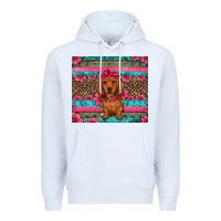 White dachshund puppy floral Premium Hoodie - Artiststas