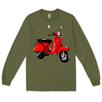Army Green classic italian vespa scooter Long Sleeve Tee - artisFamous