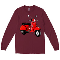 Burgundy classic italian vespa scooter Long Sleeve Tee - artisFamous