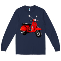 Navy classic italian vespa scooter Long Sleeve Tee - artisFamous