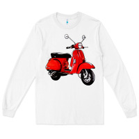 White classic italian vespa scooter Long Sleeve Tee - artisFamous