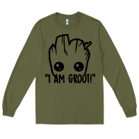 Army Green baby groot Long Sleeve Tee - artisFamous