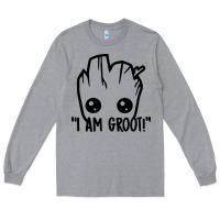 Heather Grey baby groot Long Sleeve Tee - artisFamous