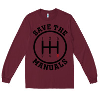 Burgundy save the manuals (black) Long Sleeve Tee - artisFamous