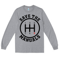 Heather Grey save the manuals (black) Long Sleeve Tee - artisFamous