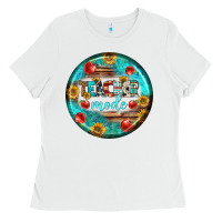 White teacher mode earrings Ladies Tee - BundleAndBundleShop