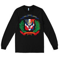 Black dominican republic flag national emblem republica dominicana t shirt Long Sleeve Tee - artisFamous