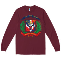 Burgundy dominican republic flag national emblem republica dominicana t shirt Long Sleeve Tee - artisFamous