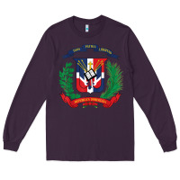 Plum dominican republic flag national emblem republica dominicana t shirt Long Sleeve Tee - artisFamous