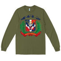 Army Green dominican republic flag national emblem republica dominicana t shirt Long Sleeve Tee - artisFamous