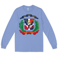 Colony Blue dominican republic flag national emblem republica dominicana t shirt Long Sleeve Tee - artisFamous