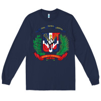 Navy dominican republic flag national emblem republica dominicana t shirt Long Sleeve Tee - artisFamous