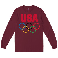 Burgundy Olympic Rings Long Sleeve Tee - artisFamous
